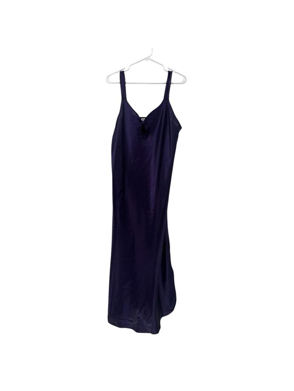Adonna Vtg. Long Purple Silky Nightgown Side Slits Size Large 16/18